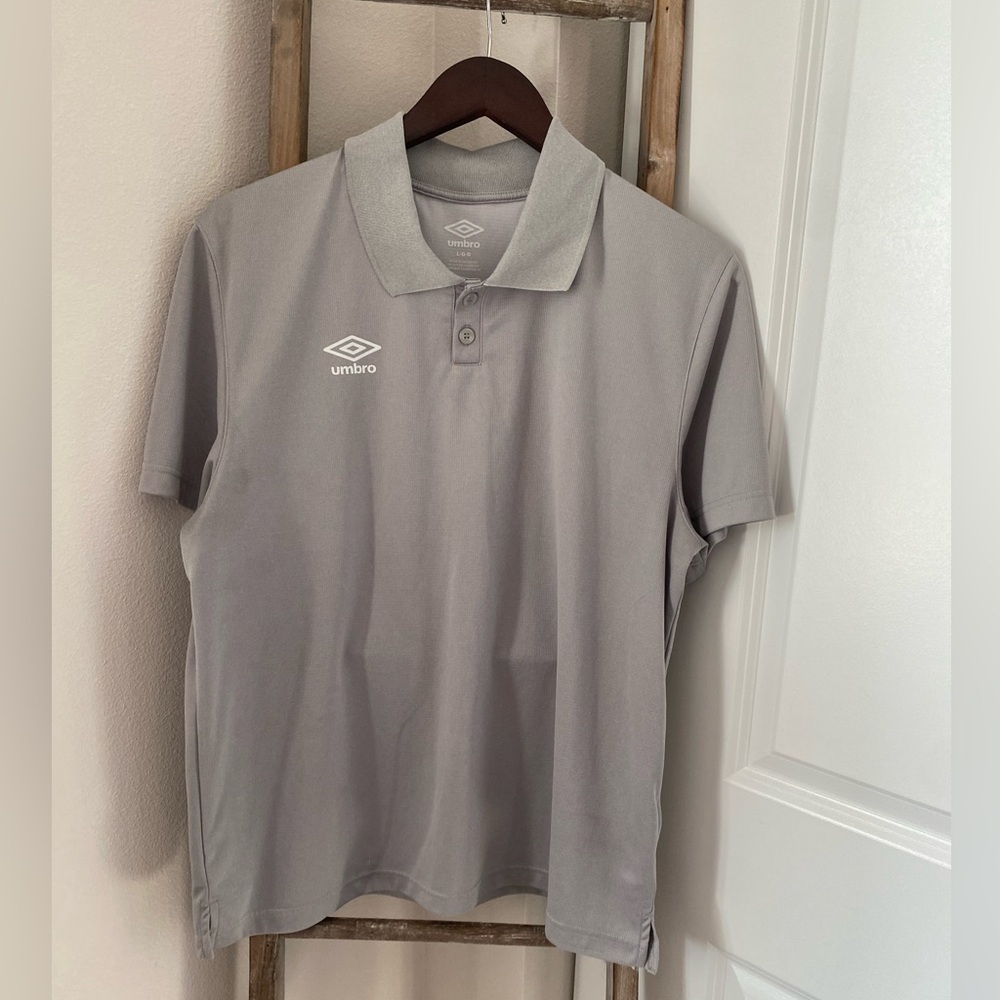 Umbro Light Gray Men's Polo Shirt - Size Large